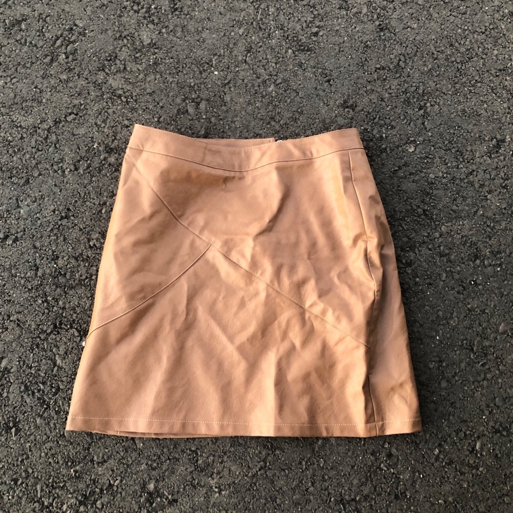 Faux Leather Tan/ Beige Skirt